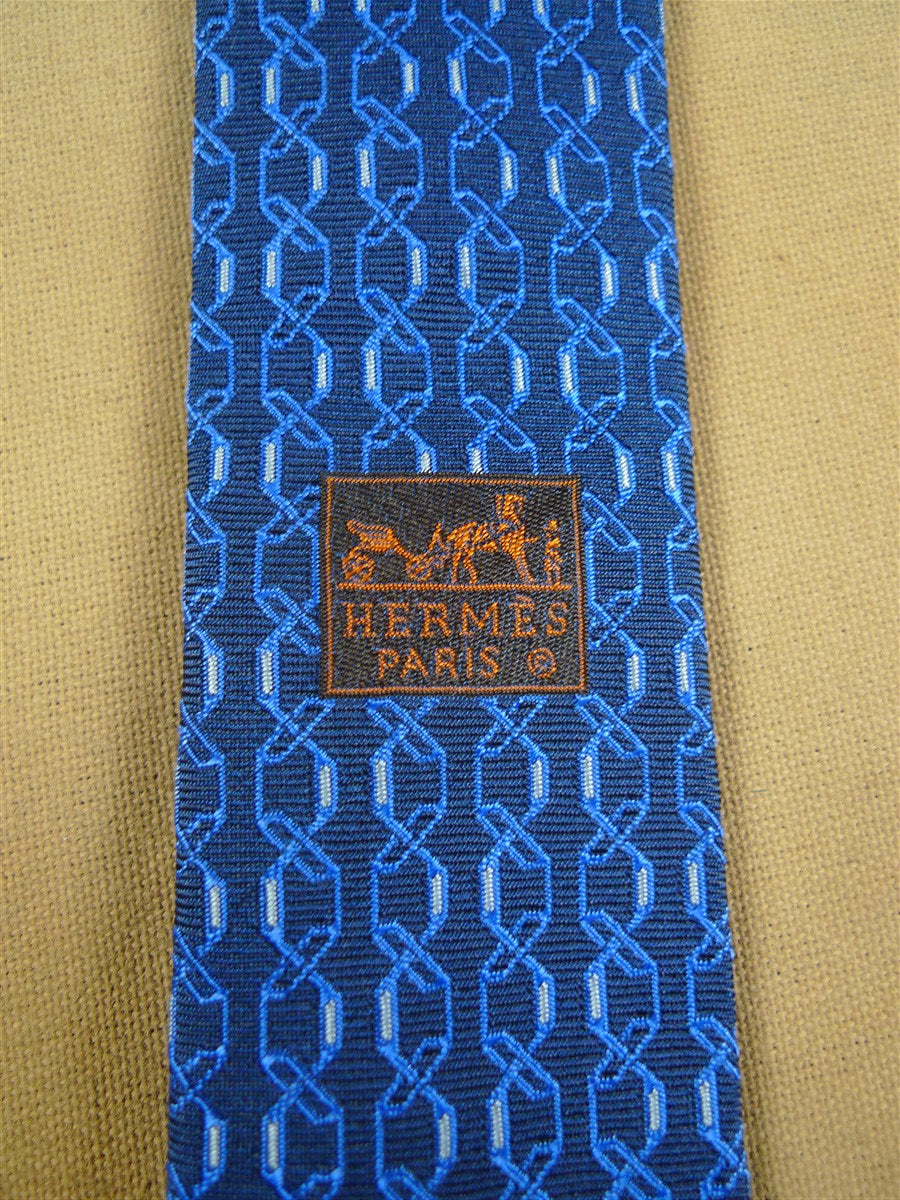 26/1071 immaculate hermes blue chain pattern silk tie 655835T