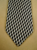 26/1074 immaculate hermes brown blocks pattern silk tie 5452fa