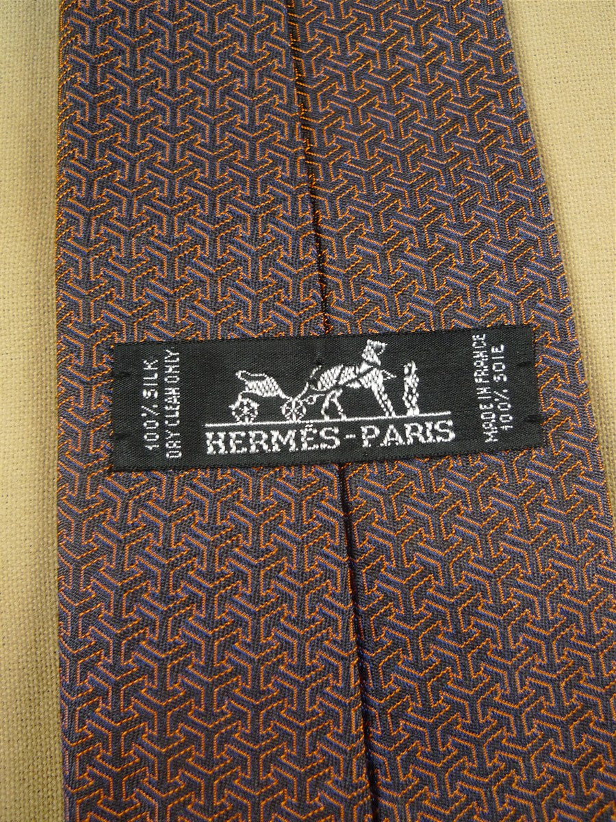26/1075 immaculate hermes copper pattern silk tie 759031T