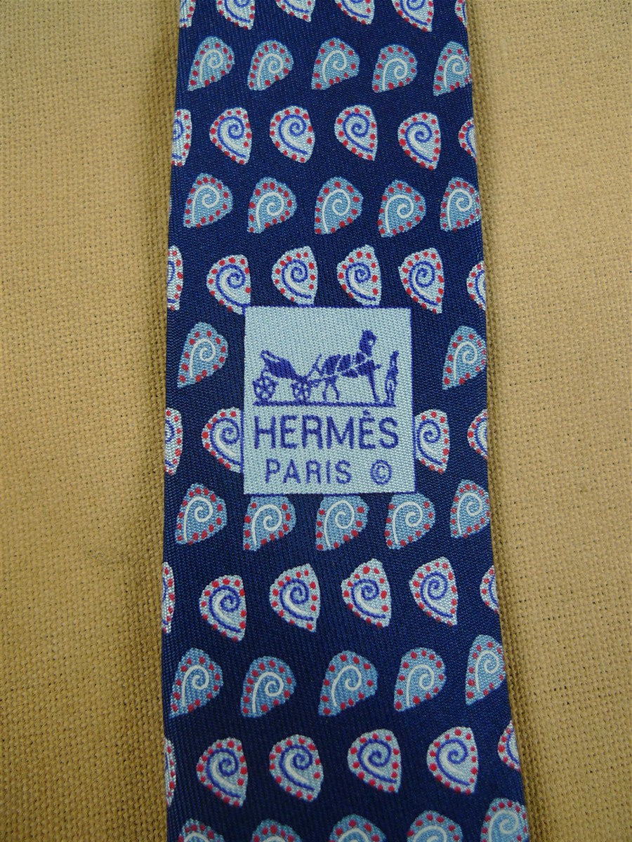 26/1077 hermes blue / grey & red pattern silk tie 5068pa