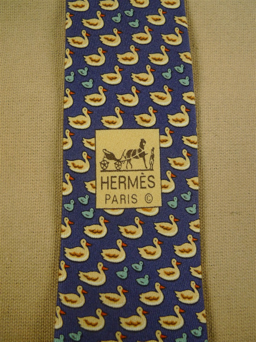 26/1070 hermes blue duck pattern silk tie ma7932