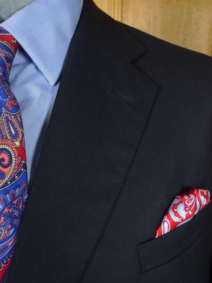 26/1080 dege & skinner 2019 savile row bespoke navy blue worsted twill suit 43 regular (portly cut)