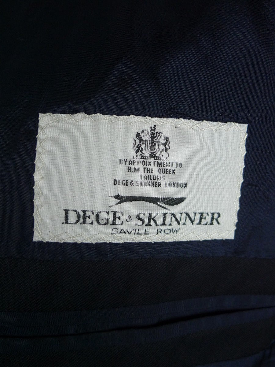 26/1080 dege & skinner 2019 savile row bespoke navy blue worsted twill suit 43 regular (portly cut)