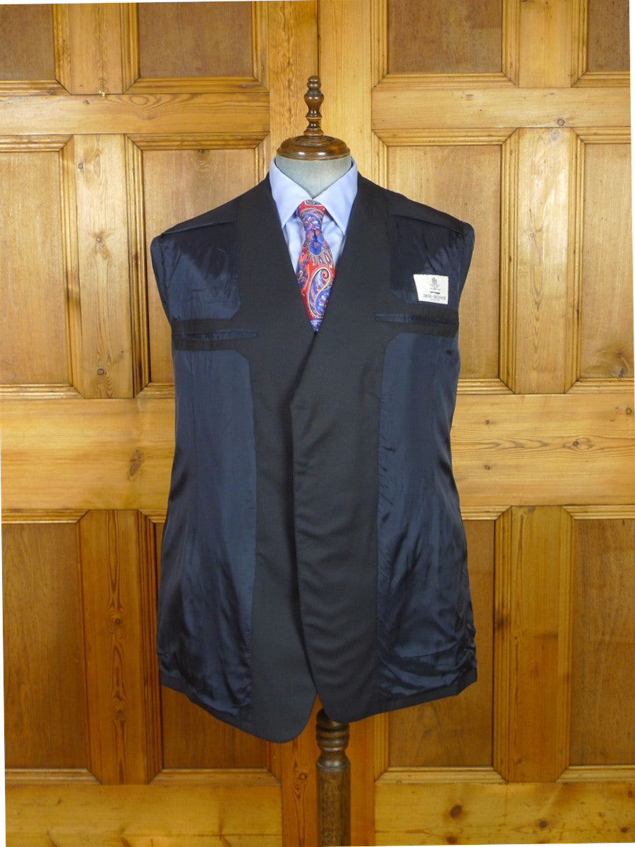 26/1080 dege & skinner 2019 savile row bespoke navy blue worsted twill suit 43 regular (portly cut)