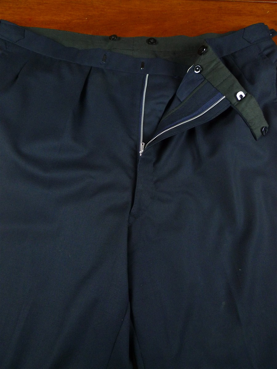 26/1080 dege & skinner 2019 savile row bespoke navy blue worsted twill suit 43 regular (portly cut)
