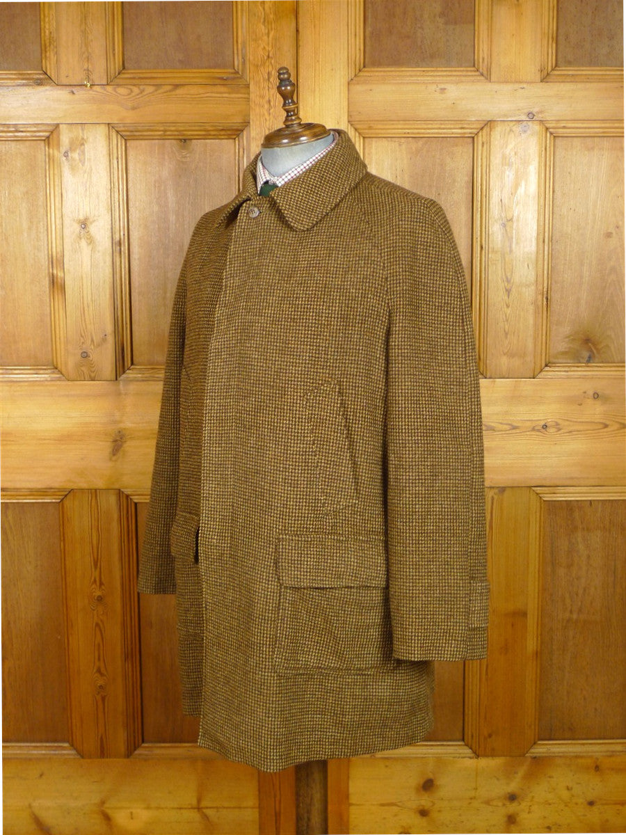 26/1091 near immaculate invertere brown check weave raglan field coat overcoat 44-46