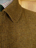 26/1091 near immaculate invertere brown check weave raglan field coat overcoat 44-46