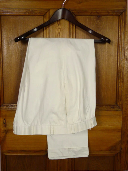 26/1099 kent haste lachter 2018 savile row bespoke cream white cotton chino trouser 38
