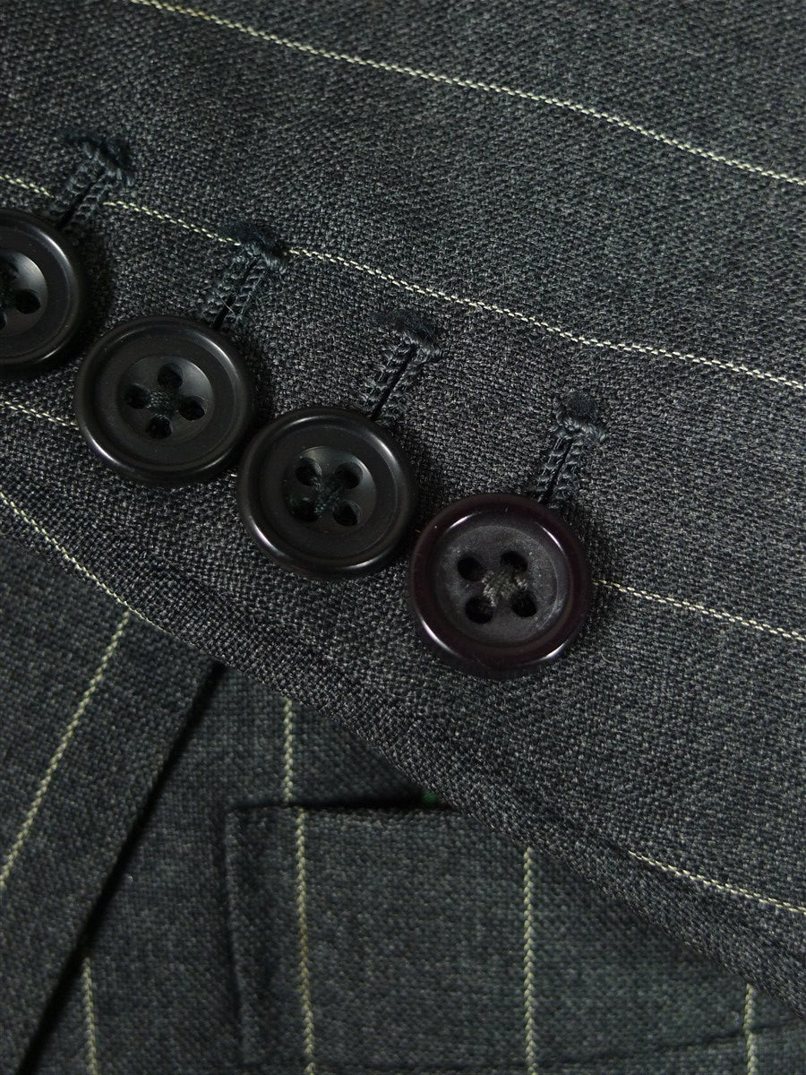 26/1112 vintage 1999 savile row bespoke grey pin-stripe worsted & mohair suit w/ 2 pr trs 43-44 regular