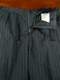 26/1112 vintage 1999 savile row bespoke grey pin-stripe worsted & mohair suit w/ 2 pr trs 43-44 regular