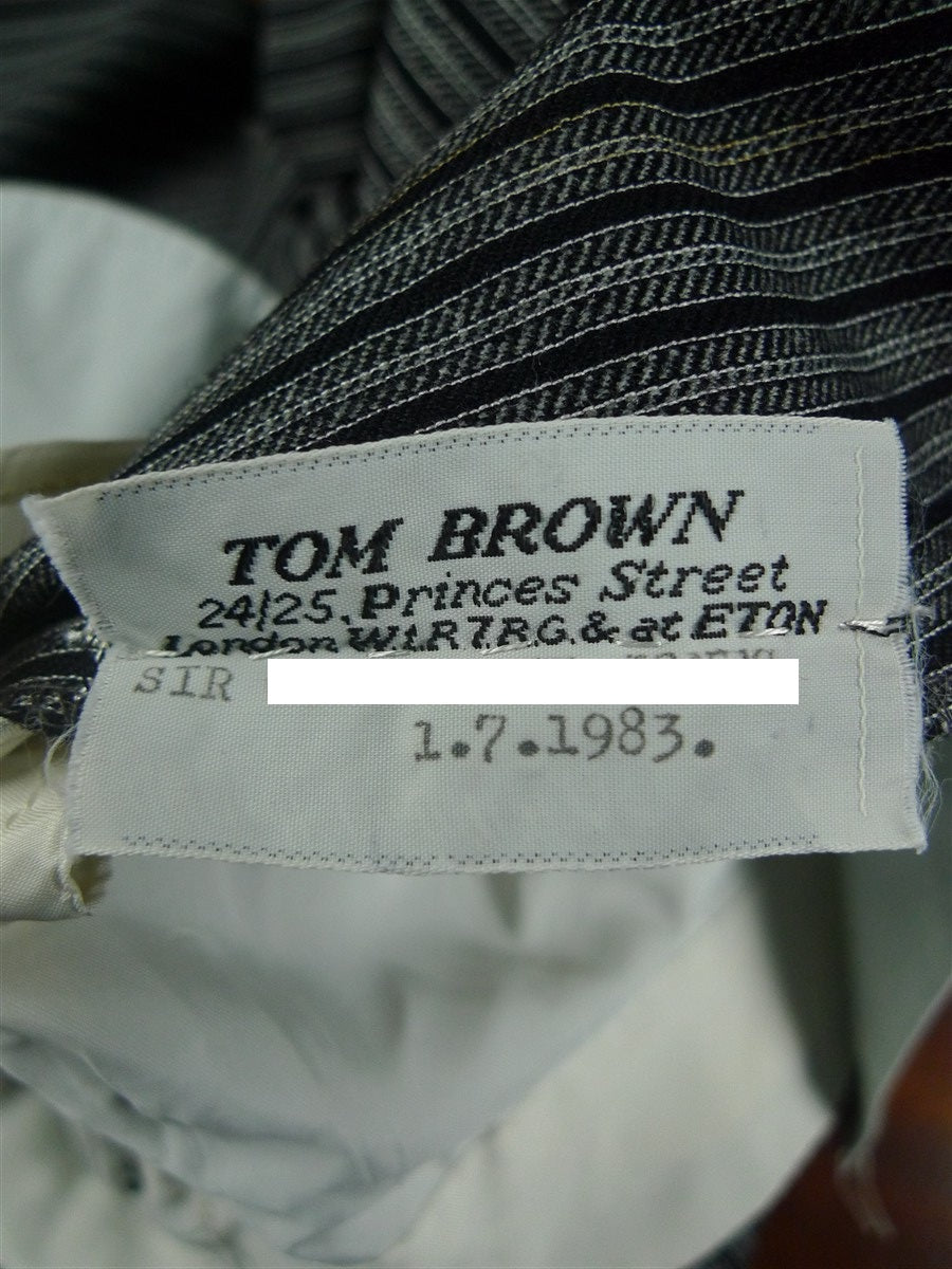 26/1109 near immaculate vintage 1983 savile row bespoke high-rise 'cashmere stripe' worsted morning trouser 34-38