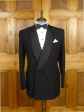 26/1116 immaculate vintage 1989 savile row bespoke heavyweight black wool shawl lapel dinner suit 42 regular to long