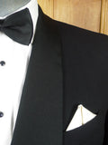 26/1116 immaculate vintage 1989 savile row bespoke heavyweight black wool shawl lapel dinner suit 42 regular to long