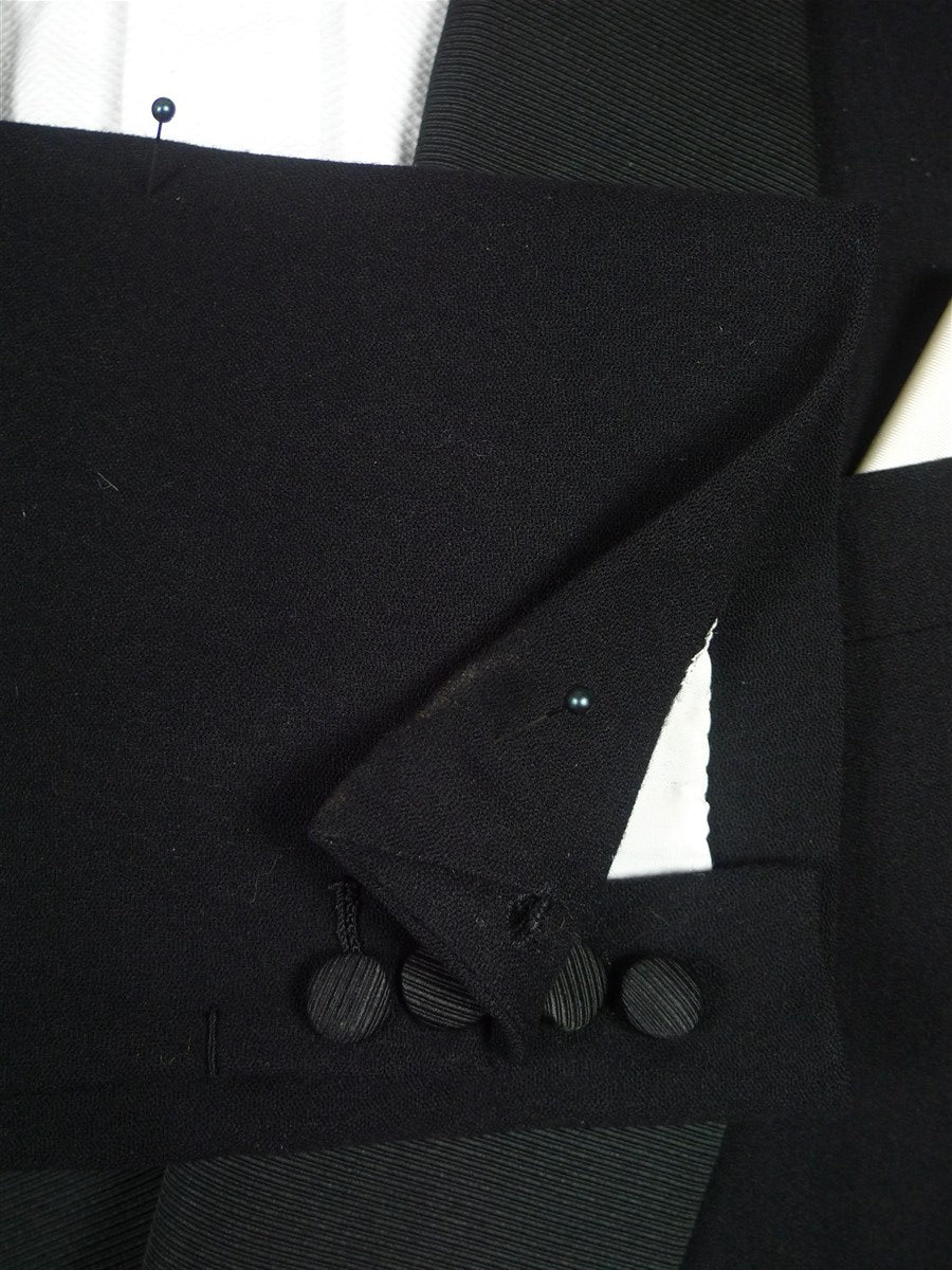26/1116 immaculate vintage 1989 savile row bespoke heavyweight black wool shawl lapel dinner suit 42 regular to long