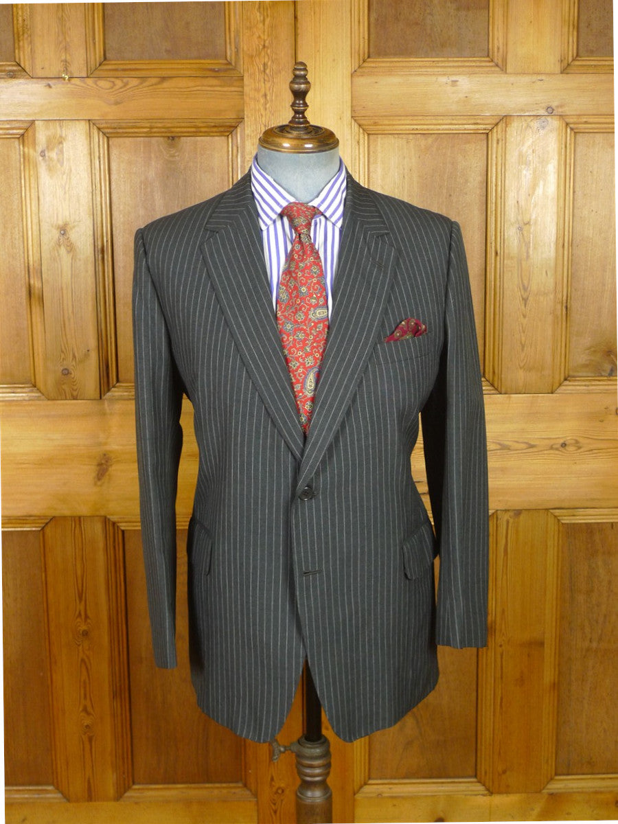 26/1118 vintage 1982 savile row bespoke grey pin-stripe worsted & mohair suit 40 regular
