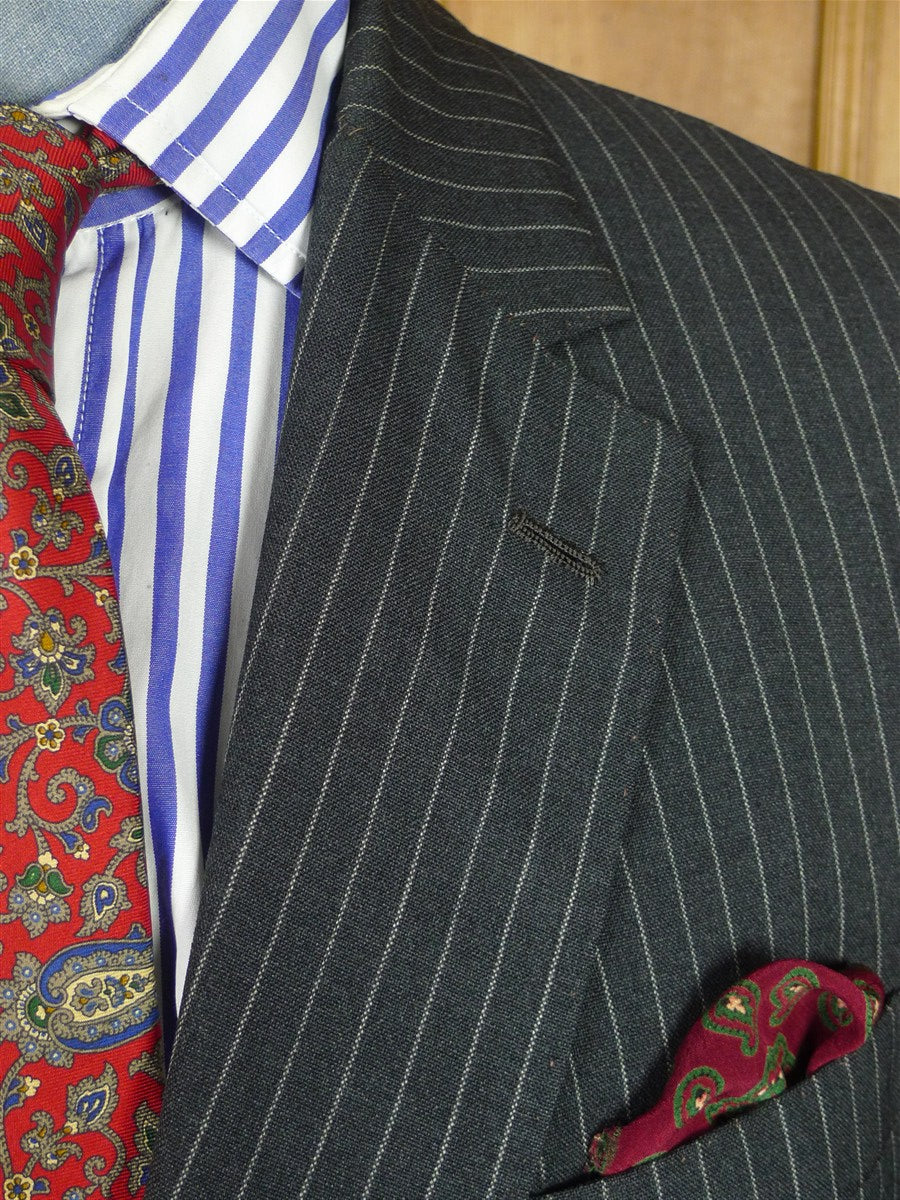26/1118 vintage 1982 savile row bespoke grey pin-stripe worsted & mohair suit 40 regular