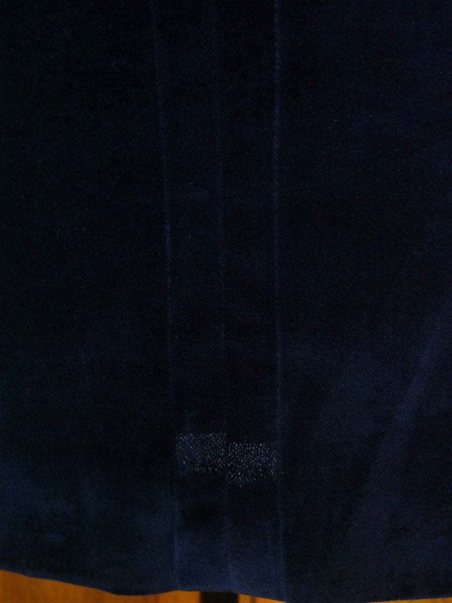 26/1107 cyprus bespoke tailored deep blue d/b velvet dinner / smoking jacket w/ braid trims 39-40 regular