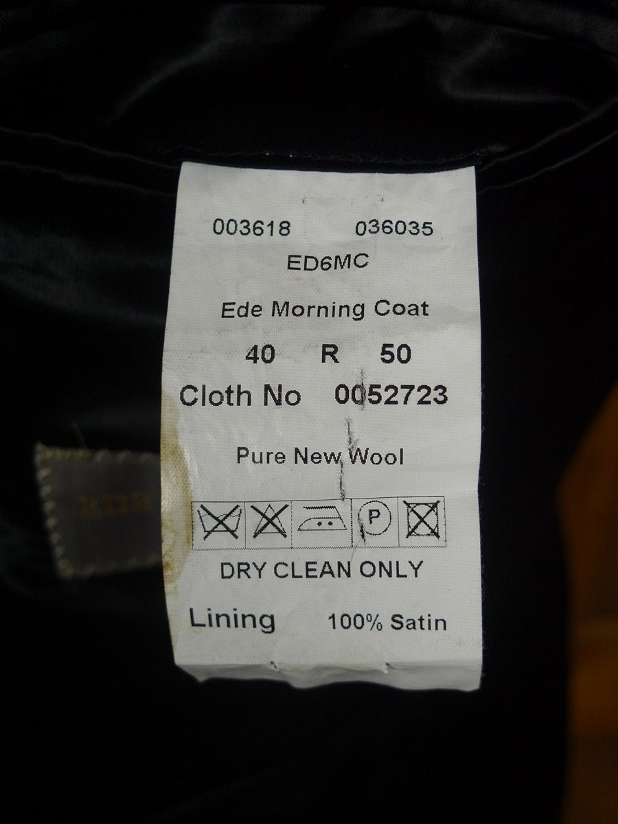26/1108 immaculate ede & ravenscroft london black herringbone wool morning coat 40 regular