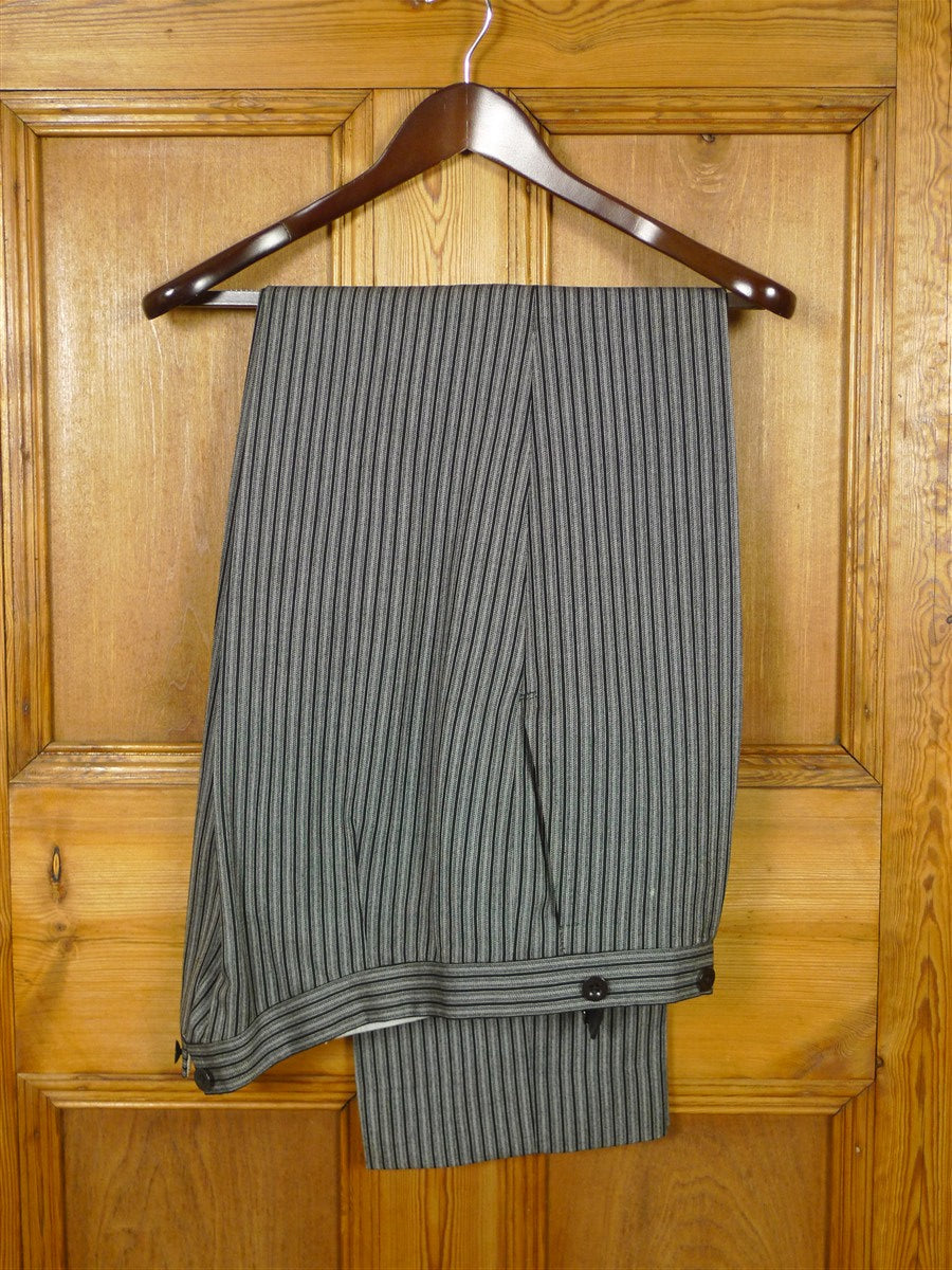 26/1109 near immaculate vintage 1983 savile row bespoke high-rise 'cashmere stripe' worsted morning trouser 34-38