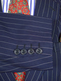 26/1130 vintage anthony hewitt savile row bespoke navy blue pin-stripe suit w/ 2 pair trs 42 regular