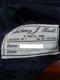 26/1130 vintage anthony hewitt savile row bespoke navy blue pin-stripe suit w/ 2 pair trs 42 regular