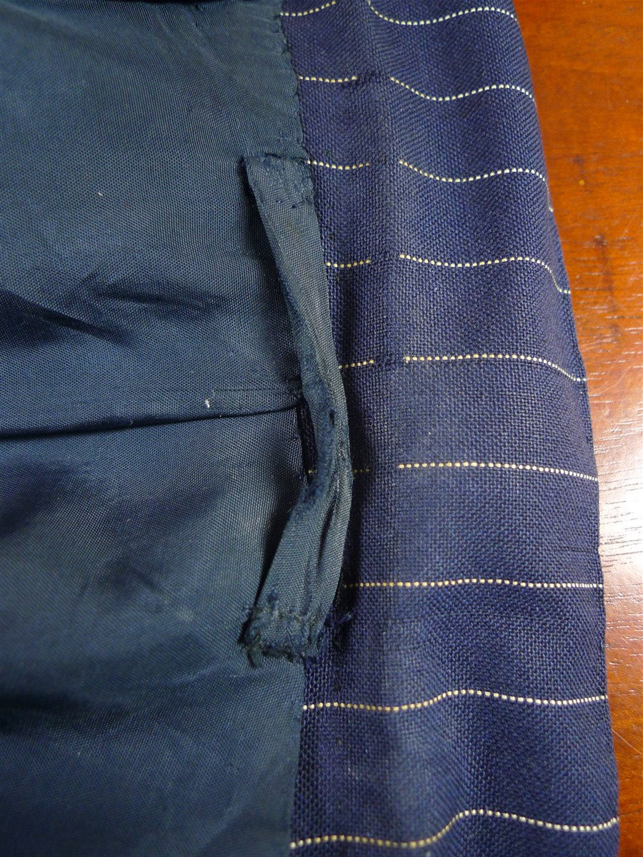 26/1130 vintage anthony hewitt savile row bespoke navy blue pin-stripe suit w/ 2 pair trs 42 regular