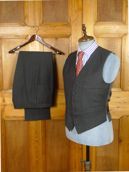 26/1133 vintage dege & sons 1978 savile row bespoke grey pinstripe worsted waistcoat & trouser 39 regular