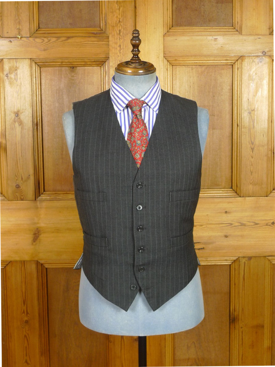 26/1133 vintage dege & sons 1978 savile row bespoke grey pinstripe worsted waistcoat & trouser 39 regular