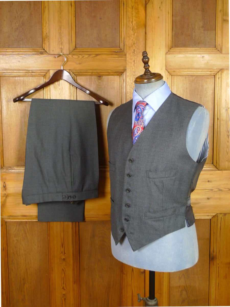 26/1134 vintage dege & sons 1991 savile row bespoke grey pick weave worsted waistcoat & trouser 41 regular