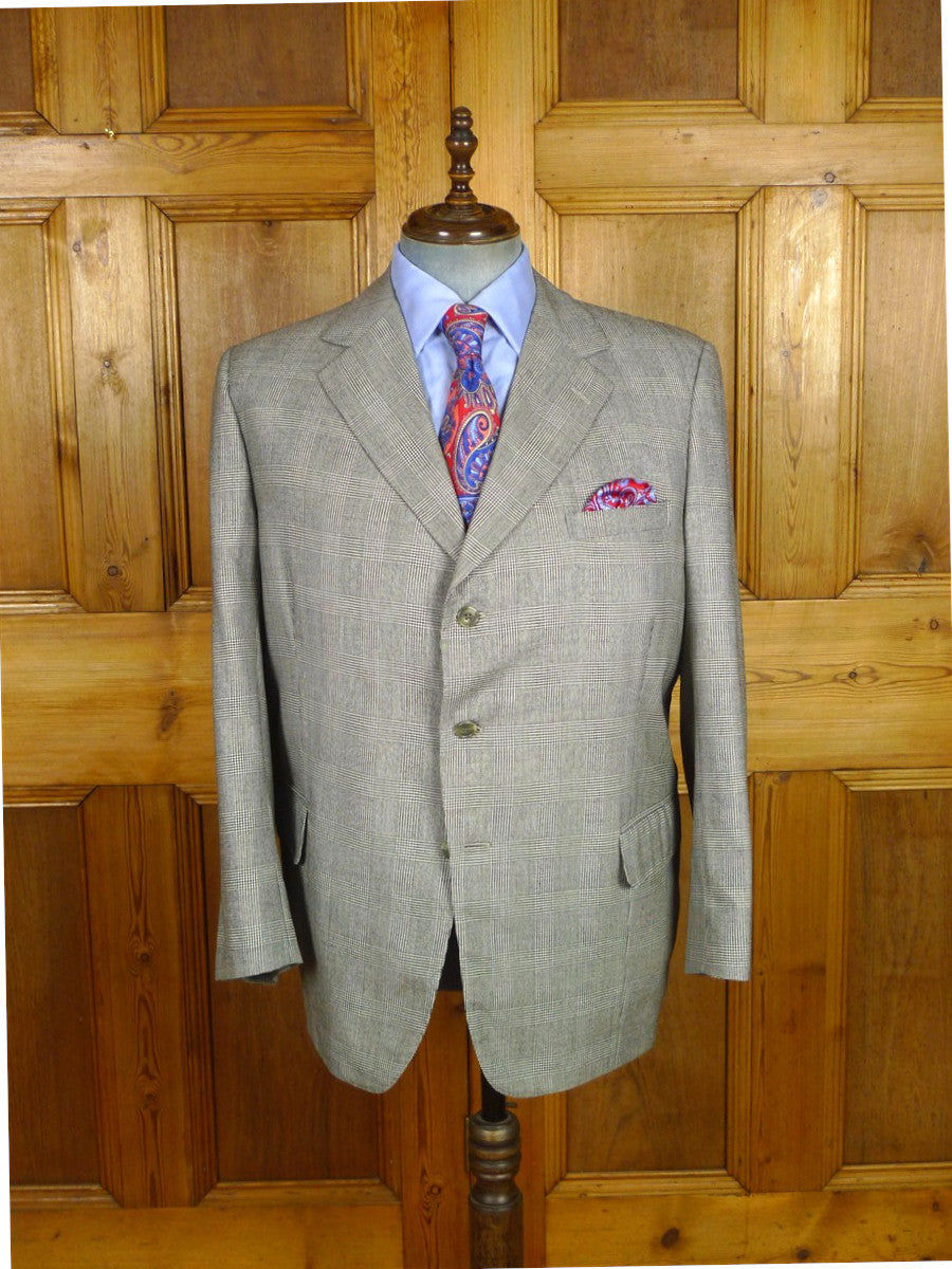 26/1128 vintage airey & wheeler savile row bespoke grey glen check worsted flannel suit 50 short