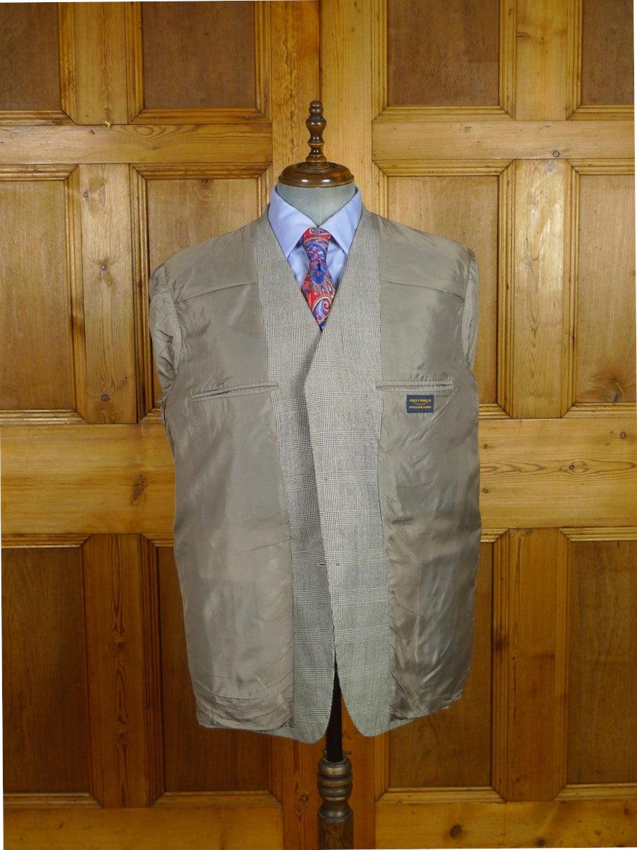 26/1128 vintage airey & wheeler savile row bespoke grey glen check worsted flannel suit 50 short