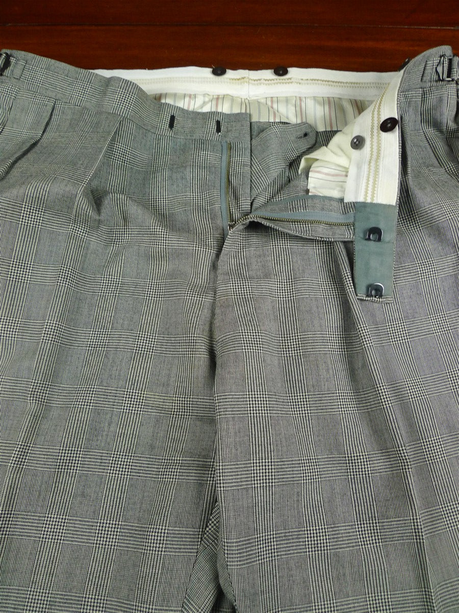 26/1128 vintage airey & wheeler savile row bespoke grey glen check worsted flannel suit 50 short