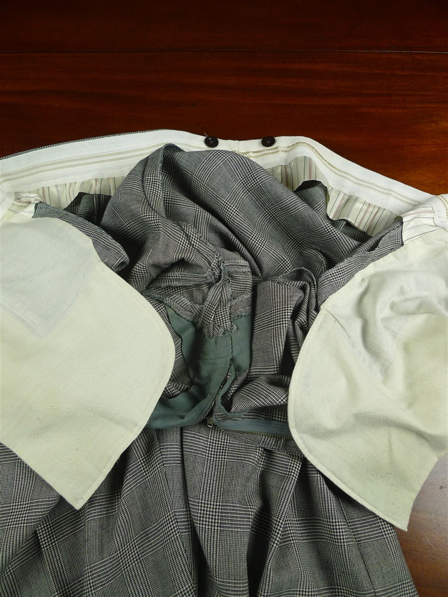 26/1128 vintage airey & wheeler savile row bespoke grey glen check worsted flannel suit 50 short