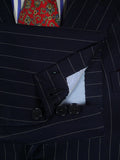 26/1132 vintage airey & wheeler savil row bespoke navy blue pin-stripe heavyweight worsted 3-piece suit 46 short