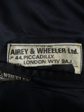 26/1132 vintage airey & wheeler savil row bespoke navy blue pin-stripe heavyweight worsted 3-piece suit 46 short