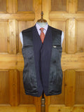 26/1132 vintage airey & wheeler savil row bespoke navy blue pin-stripe heavyweight worsted 3-piece suit 46 short