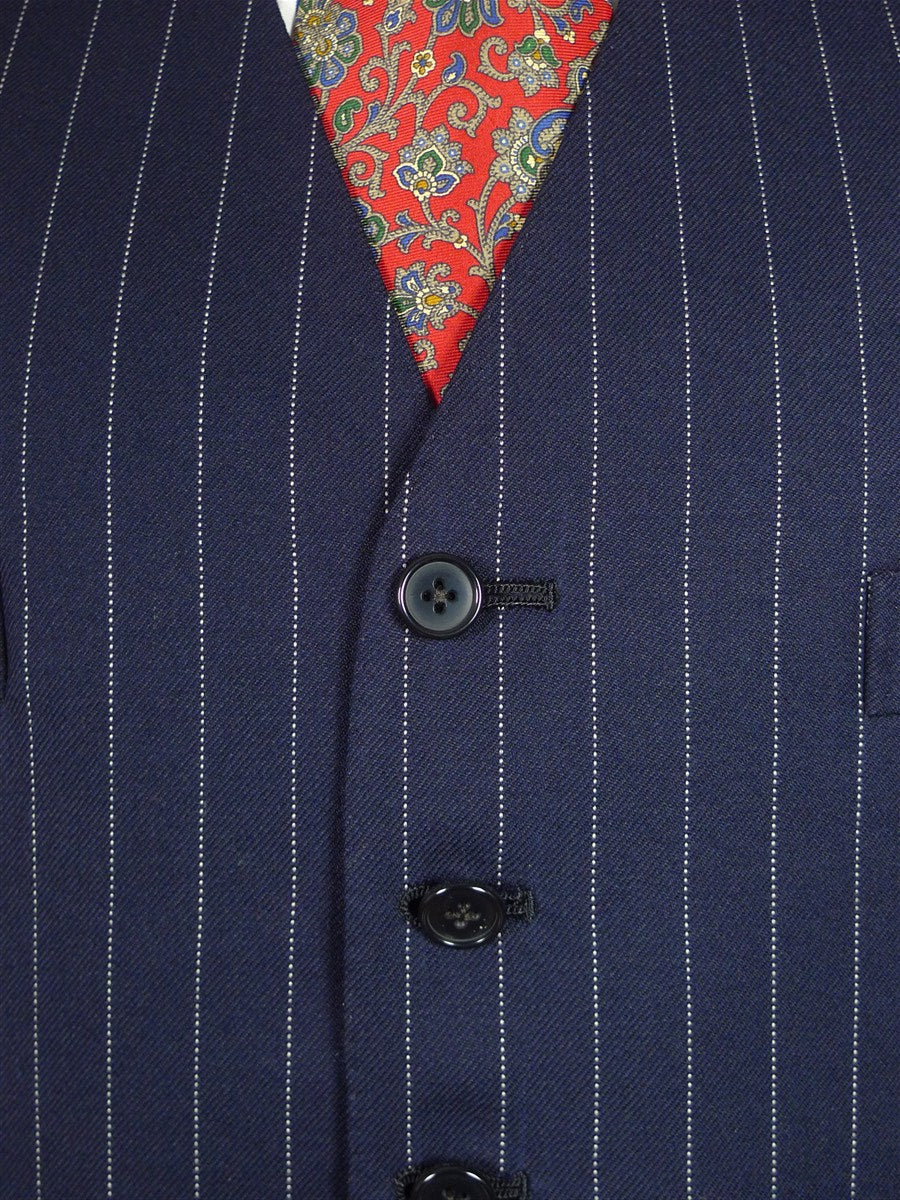 26/1132 vintage airey & wheeler savil row bespoke navy blue pin-stripe heavyweight worsted 3-piece suit 46 short