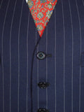 26/1132 vintage airey & wheeler savil row bespoke navy blue pin-stripe heavyweight worsted 3-piece suit 46 short