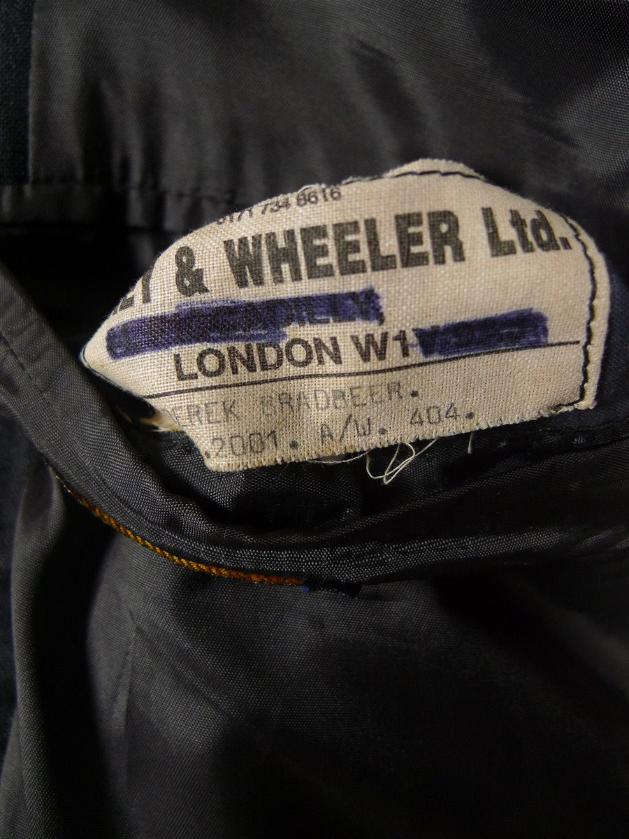 26/1127 vintage airey & wheeler savile row bespoke grey pin-stripe worsted & mohair suit 48 short