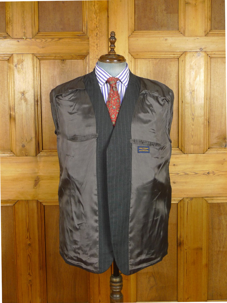 26/1127 vintage airey & wheeler savile row bespoke grey pin-stripe worsted & mohair suit 48 short