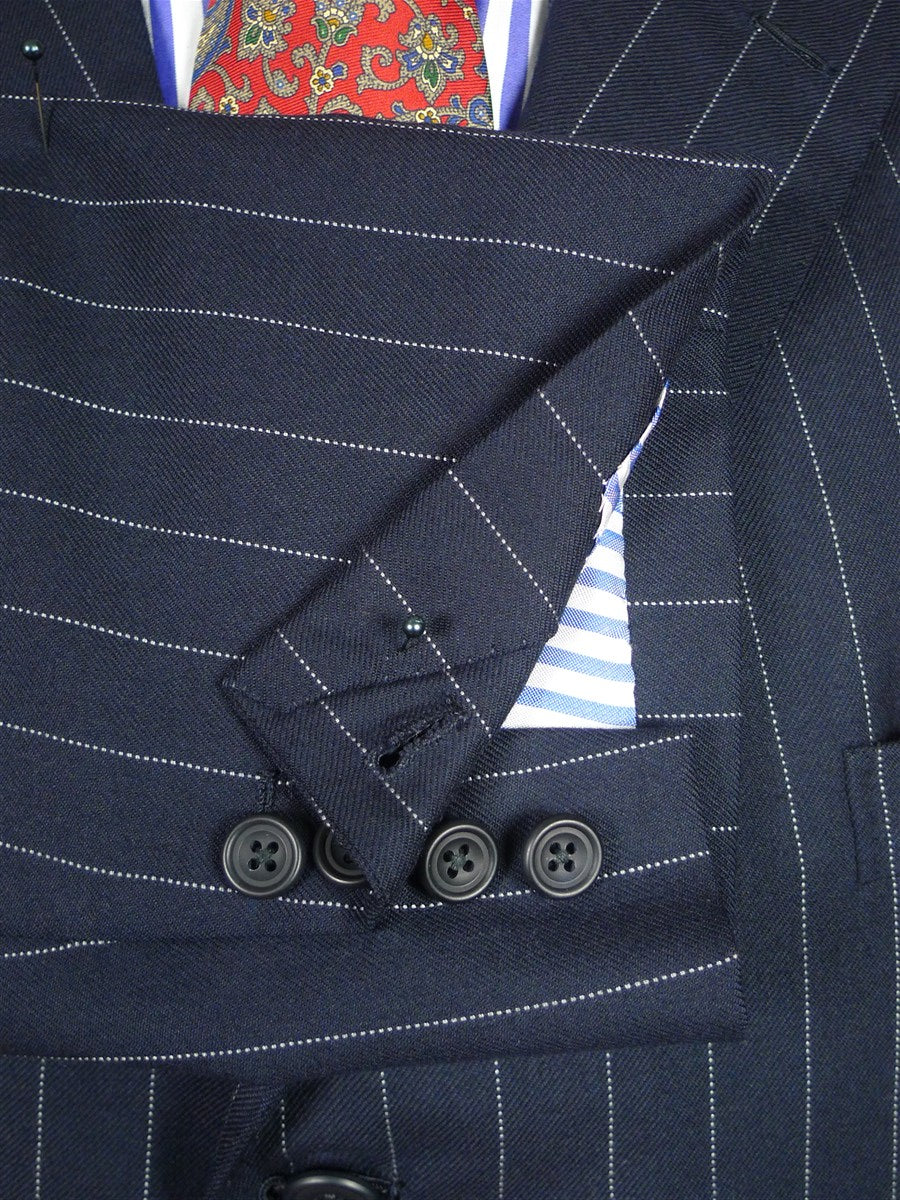 26/1126 vintage airey & wheeler savile row bespoke navy blue pin-stripe worsted suit 48 short