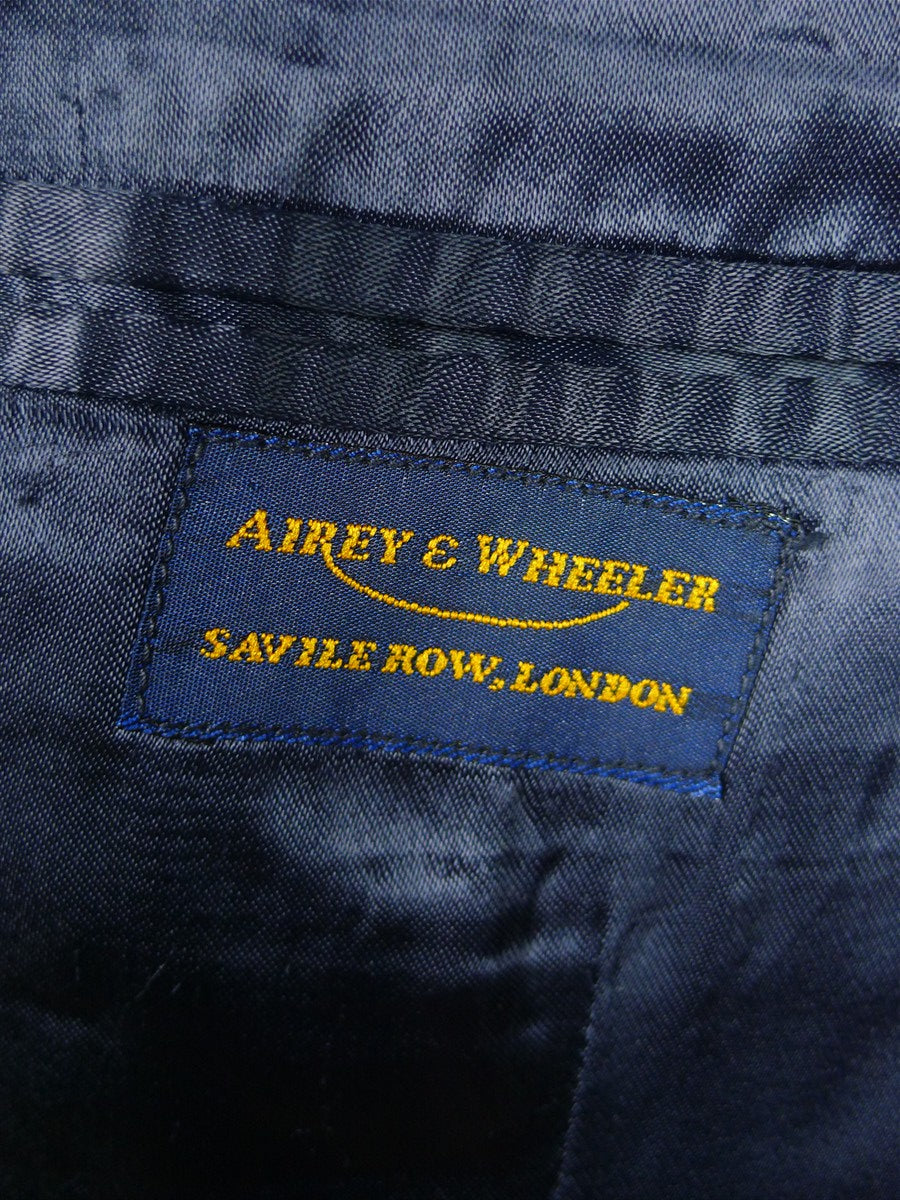 26/1126 vintage airey & wheeler savile row bespoke navy blue pin-stripe worsted suit 48 short