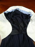 26/1126 vintage airey & wheeler savile row bespoke navy blue pin-stripe worsted suit 48 short