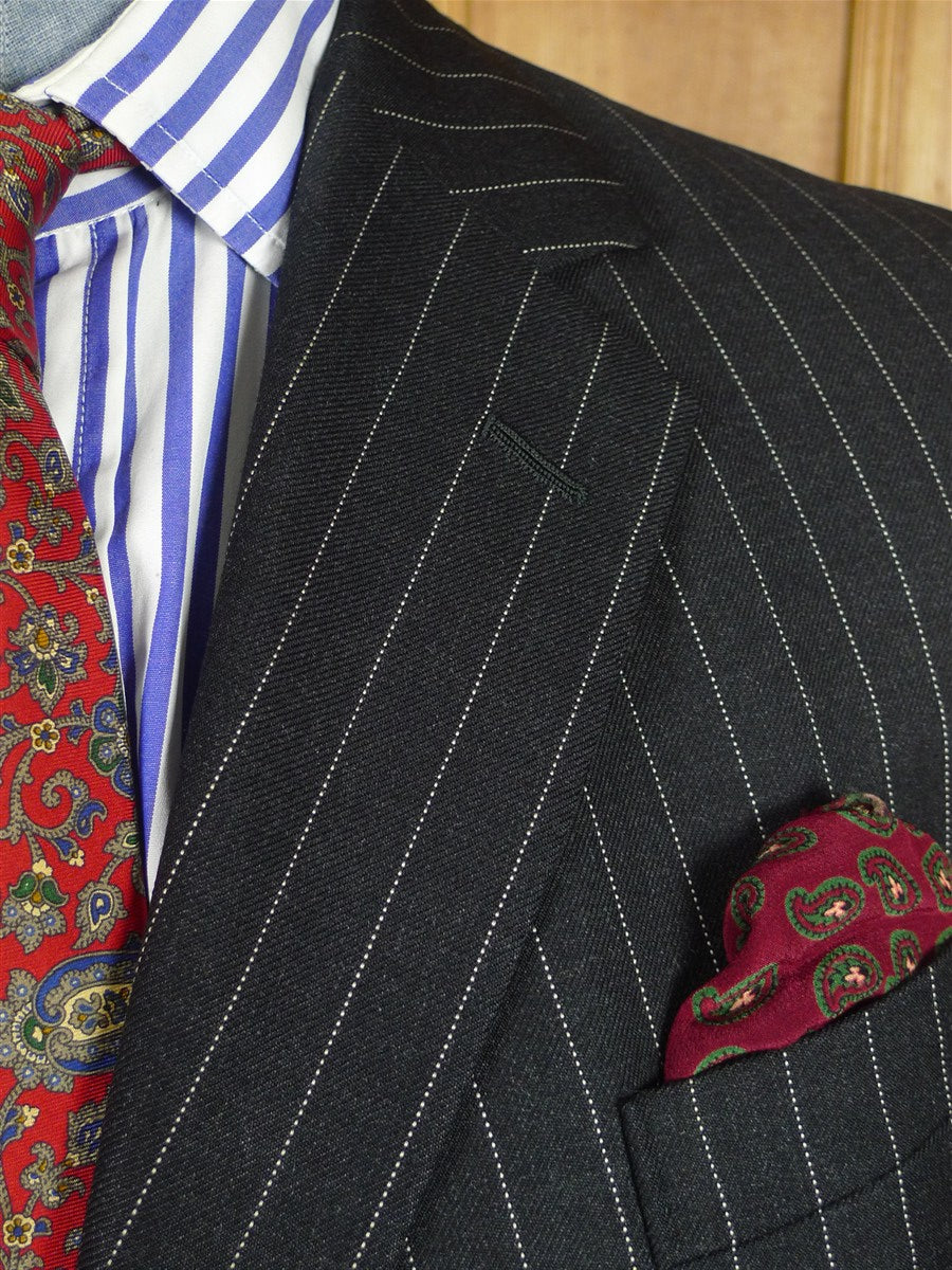 26/1125 vintage airey & wheeler savile row bespoke heavyweight grey pin-stripe worsted suit 45 short