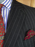 26/1125 vintage airey & wheeler savile row bespoke heavyweight grey pin-stripe worsted suit 45 short