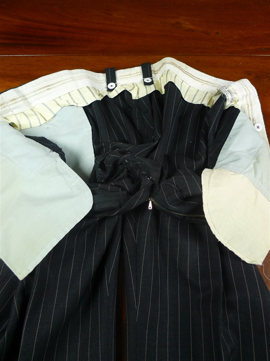 26/1125 vintage airey & wheeler savile row bespoke heavyweight grey pin-stripe worsted suit 45 short