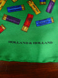 26/1166 immaculate holland & london gunmaker green gun cartridges pattern silk pocket square (rrp £95)