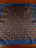 26/1165 immaculate holland & london gunmaker dark blue country sports pattern silk pocket square (rrp £95)