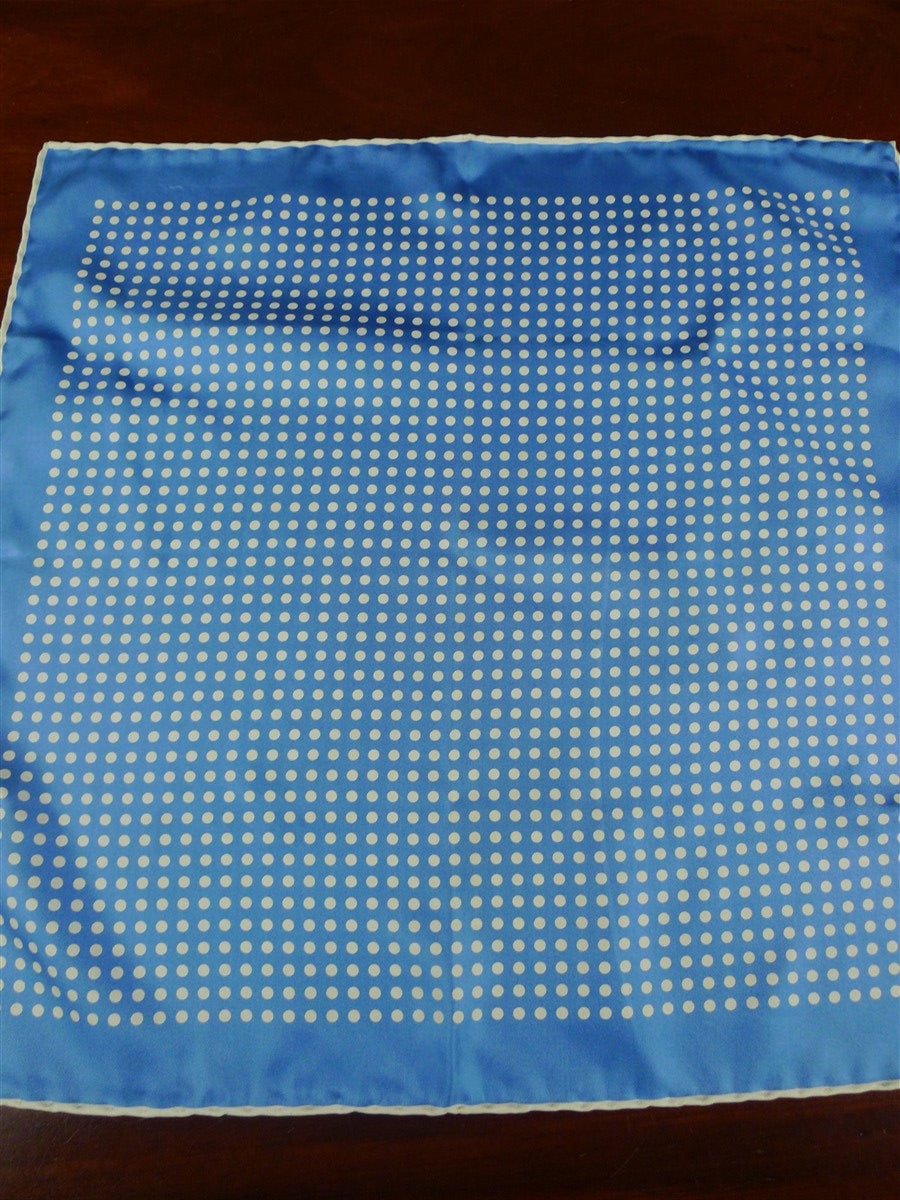 26/1167 immaculate british handmade blue / white polka dot pattern silk pocket square