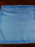 26/1167 immaculate british handmade blue / white polka dot pattern silk pocket square